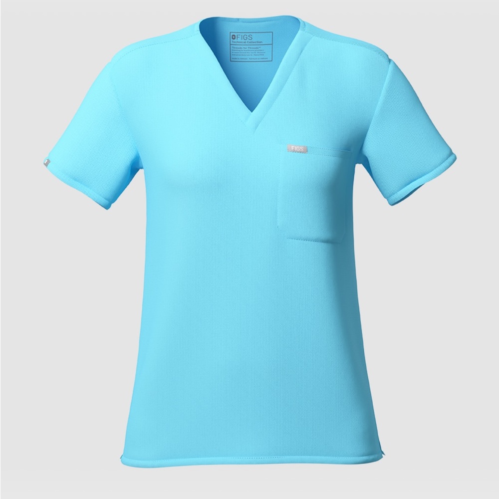Figs Women's V-Neck Scrub Top in Light Blue